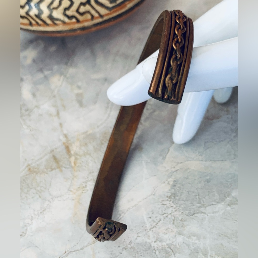 Vintage Solid Copper Braided Rope Design Cuff Bra… - image 4